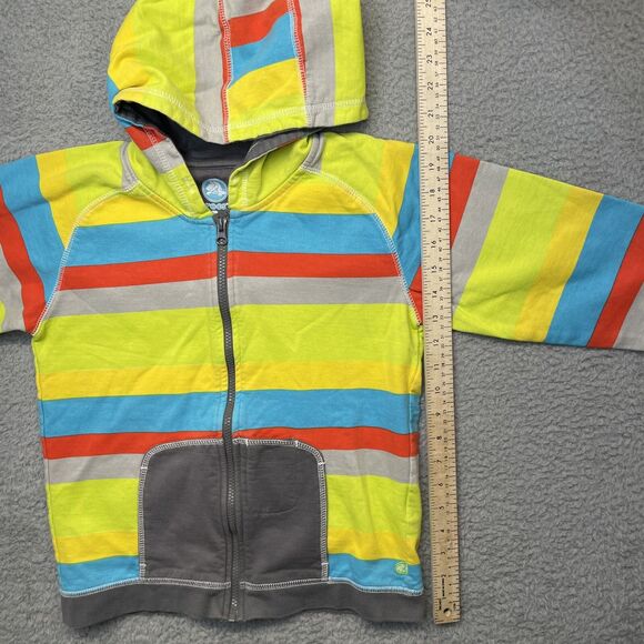 Crocs Full Zip Sweater Boys 10 Yellow Striped Blue Green Hoodie Sweatshirt - Picture 9 of 16